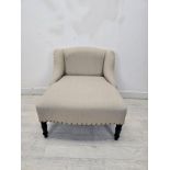 A small contemporary upholstered nursing chair in 19th century style. H.65 W.62 D.65cm.