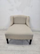 A small contemporary upholstered nursing chair in 19th century style. H.65 W.62 D.65cm.