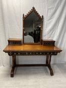 Dressing table, late 19th century satin birch, Aesthetic style. (Mirror present but missing its