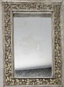 Wall mirror, contemporary in distressed silvered frame. H.112 W.77cm.