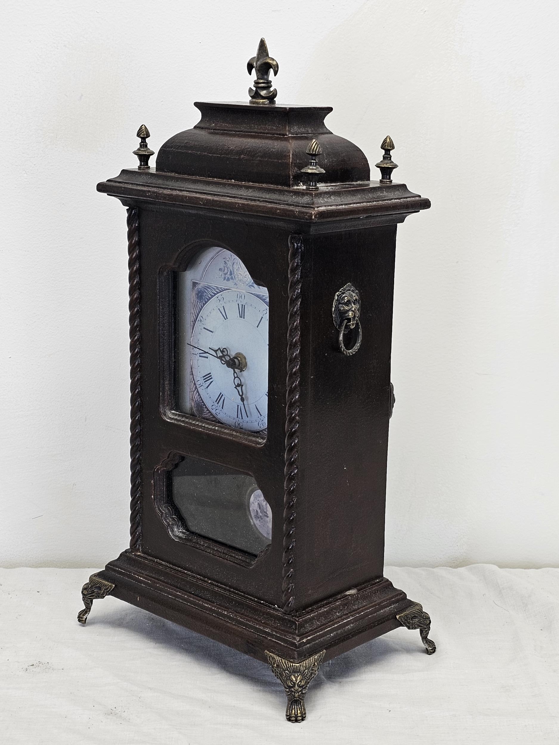 A 19th century oak cased mantel clock with modern replacement movement. H.45 W.23cm. - Image 2 of 7