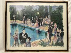 An oil painting on paper in the Pointillist style of Surat, titled 'The Belair Wedding Party, Los