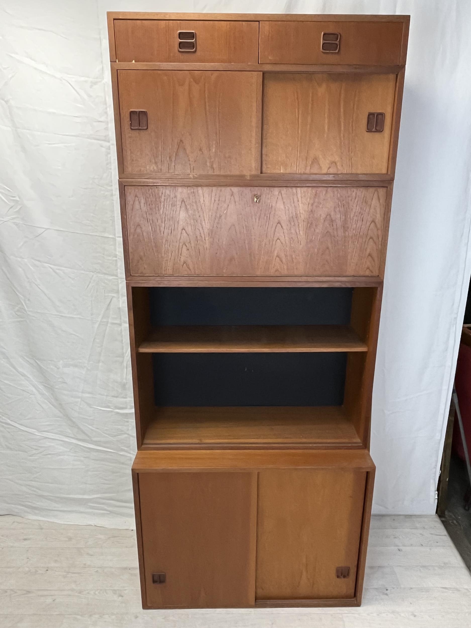 A mid century teak stacking cabinet in five sections. H.196 W.88 D.40cm. - Image 2 of 5
