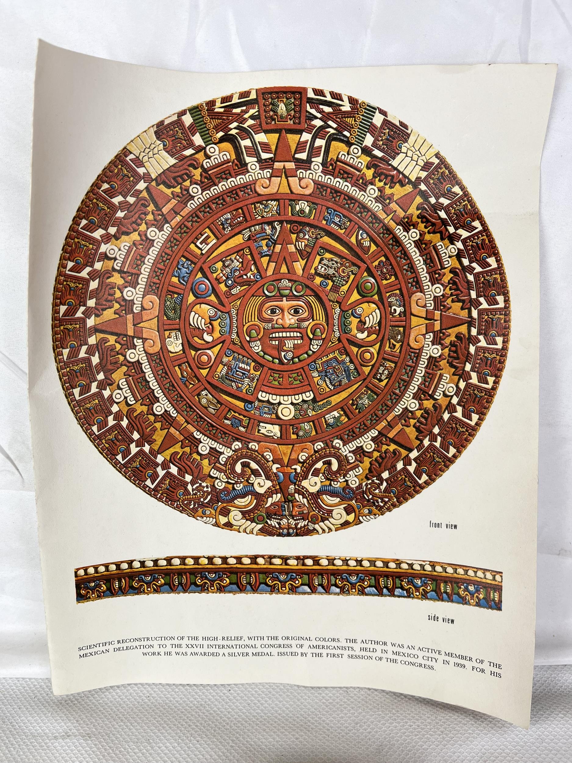 Three moulded Aztec items to do with the calendar. Largest Dia.29.5cm. - Image 6 of 7