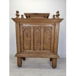 A Victorian pitch pine rostrum. H.152 W.116 D.53cm.