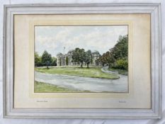 A framed oil painting of Goodwood House, signed H P Barrett. H.39.5 W.55cm.