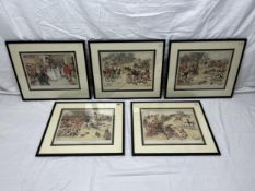 A set of five framed and glazed hunting prints, after Hugh Thompson, the Tally-Ho series. H.41 W.