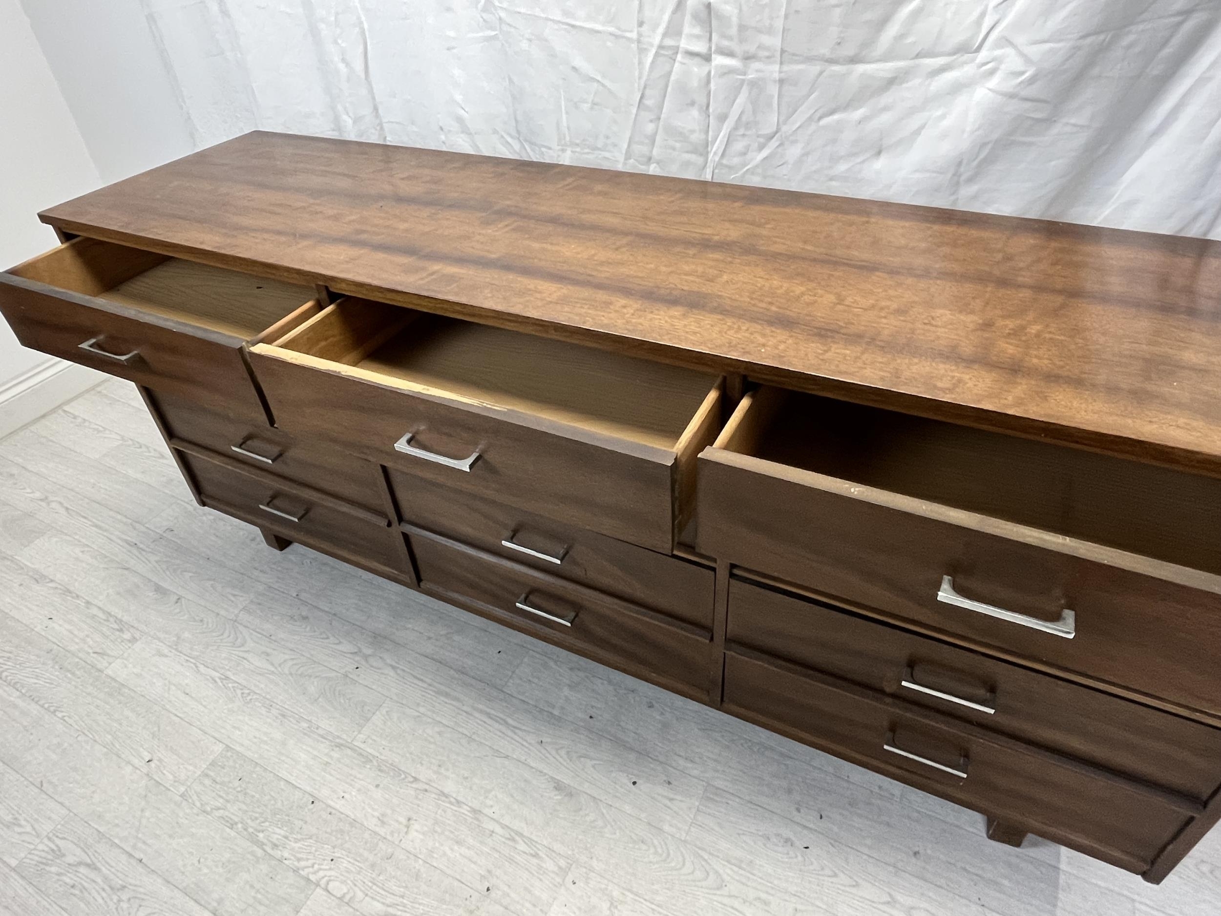 Sideboard, contemporary teak with a bank of twelve drawers. H.77 W.183 D.32cm. - Image 4 of 6