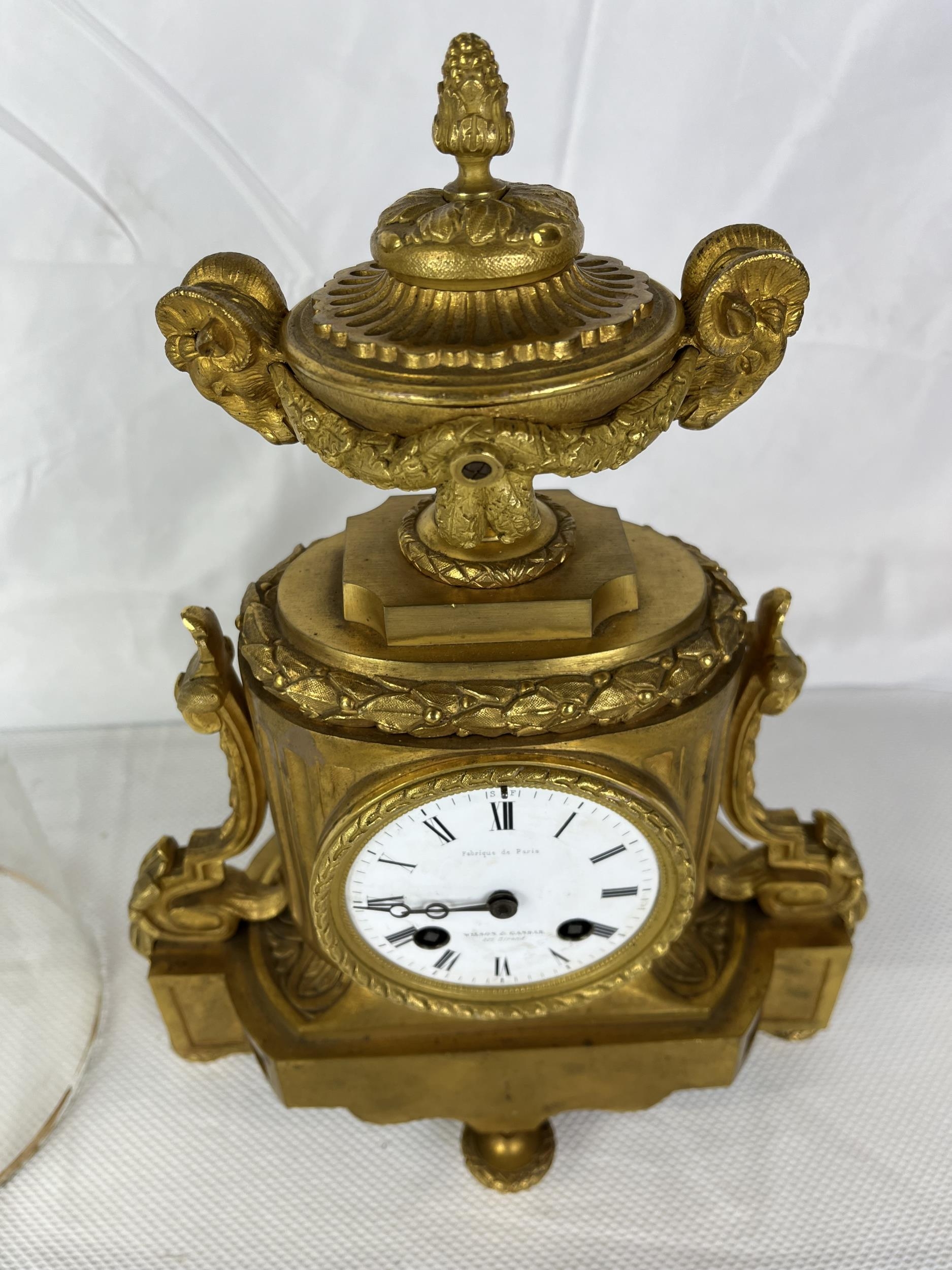 Mantel clock, 19th century French gilt spelter, retailed by Wilson & Gandar of the Strand along with - Image 3 of 7