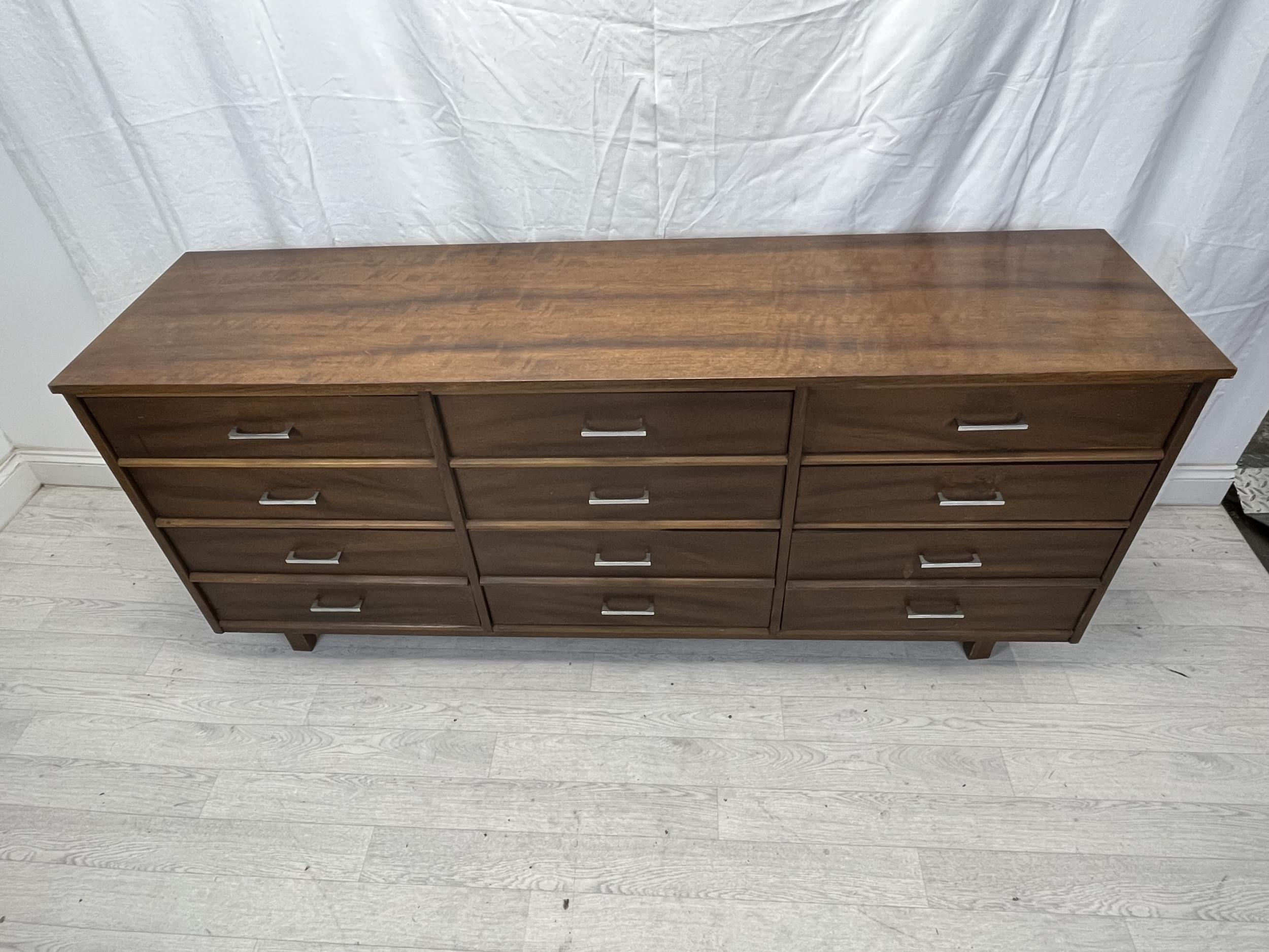 Sideboard, contemporary teak with a bank of twelve drawers. H.77 W.183 D.32cm. - Image 2 of 6