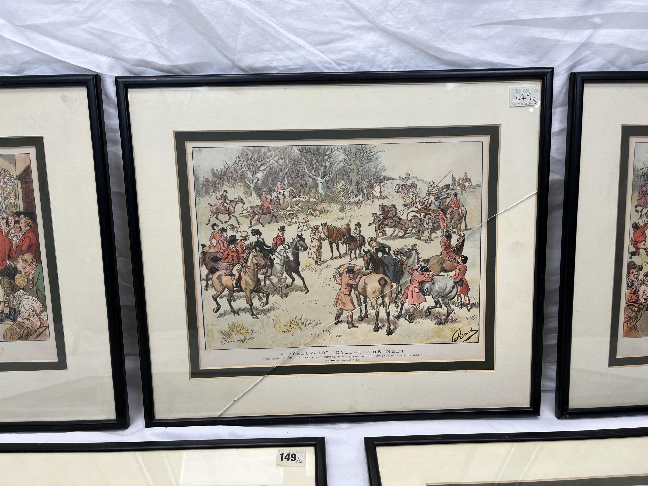 A set of five framed and glazed hunting prints, after Hugh Thompson, the Tally-Ho series. H.41 W. - Image 3 of 7