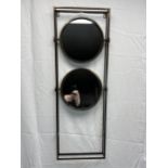 A contemporary metal framed swing mirror. H.90 W.31 D.5.5cm.