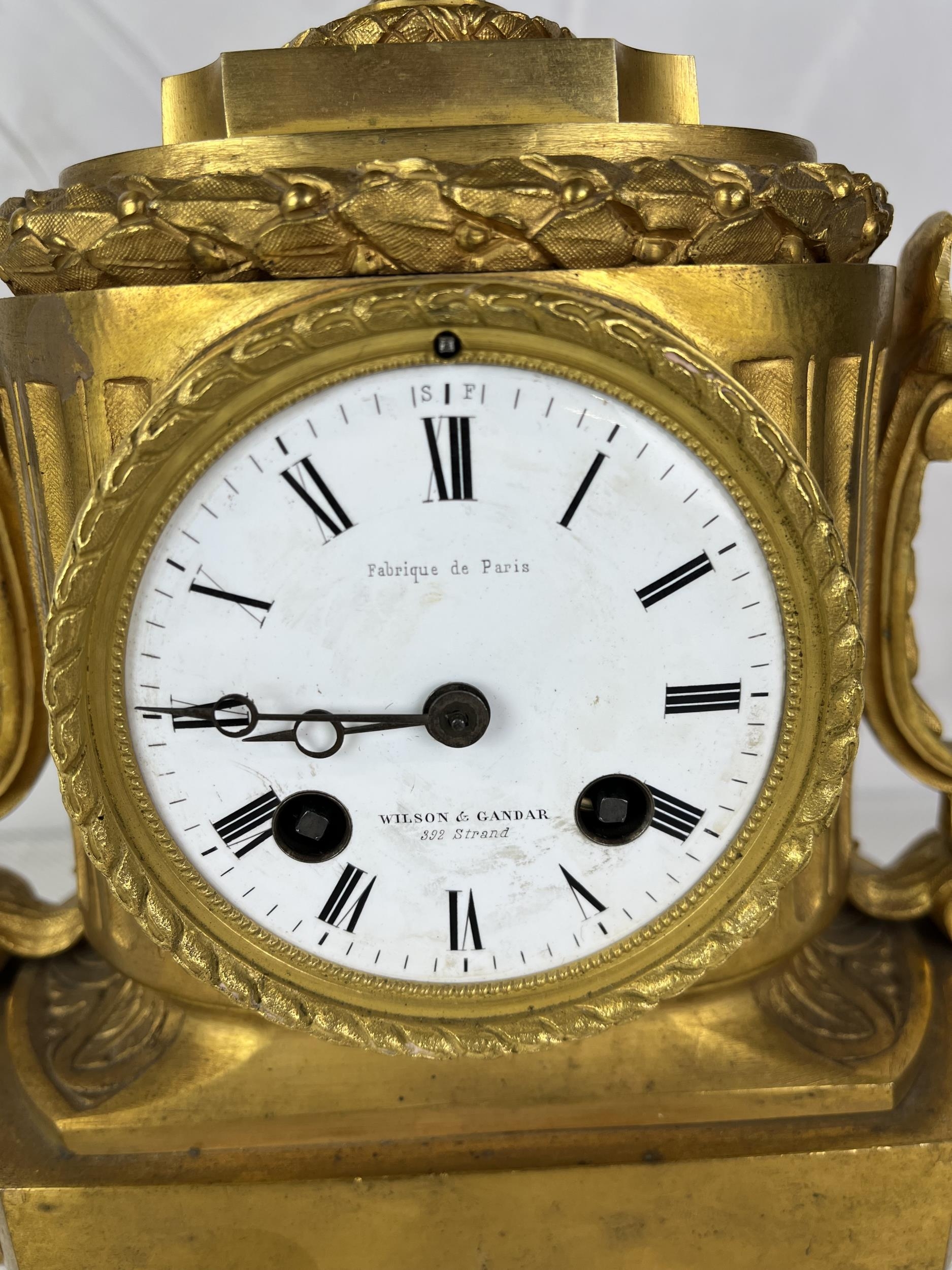 Mantel clock, 19th century French gilt spelter, retailed by Wilson & Gandar of the Strand along with - Image 2 of 7