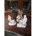 A collection of modern figures including Capodimonte and Parianware. Tallest is 34cm.