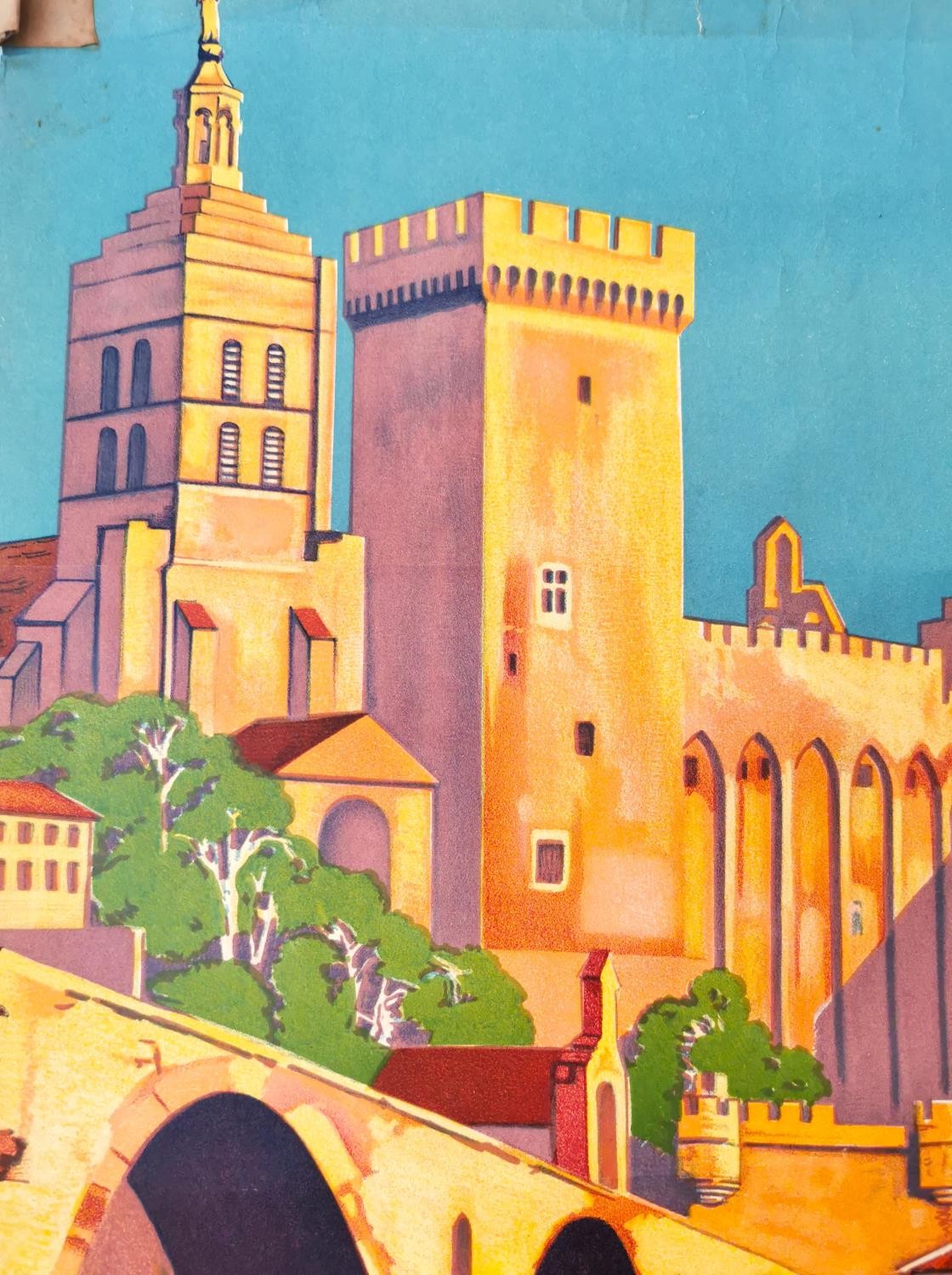 Roger Broders (1883-1953) Avignon, The City of Popes lithographic poster, 1921. H.90 W.60cm - Image 5 of 10