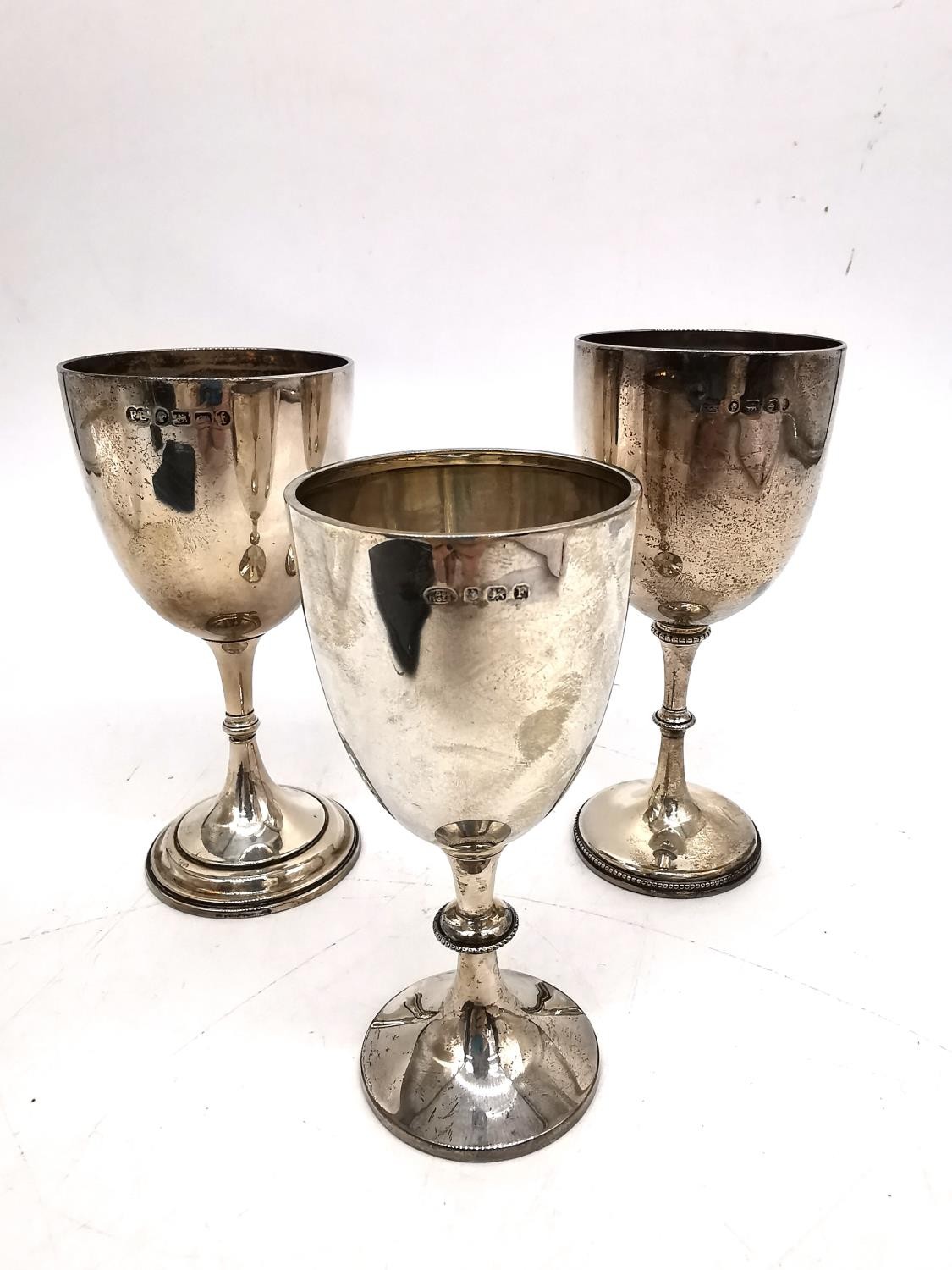 Three Victorian silver goblets, one by Alexander Clark & Co Ltd and one by Elkington & Co. Tallest - Image 3 of 9
