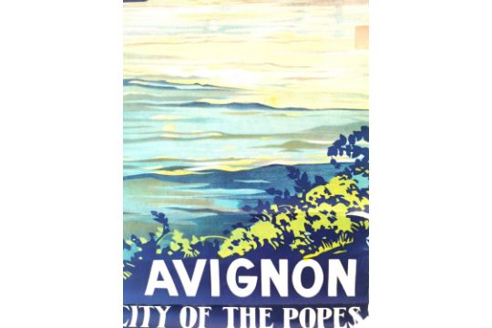 Roger Broders (1883-1953) Avignon, The City of Popes lithographic poster, 1921. H.90 W.60cm - Image 3 of 10