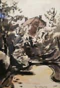 Sir Kyffin Williams, RA, British, (1918 - 2006), watercolour of country road, inscribed in pencil '