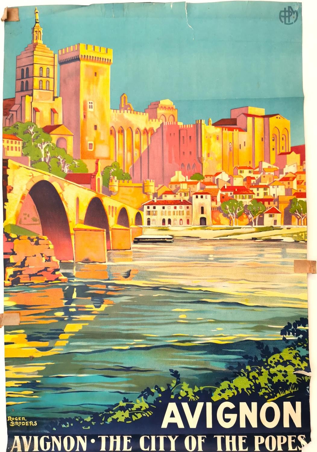 Roger Broders (1883-1953) Avignon, The City of Popes lithographic poster, 1921. H.90 W.60cm - Image 2 of 10