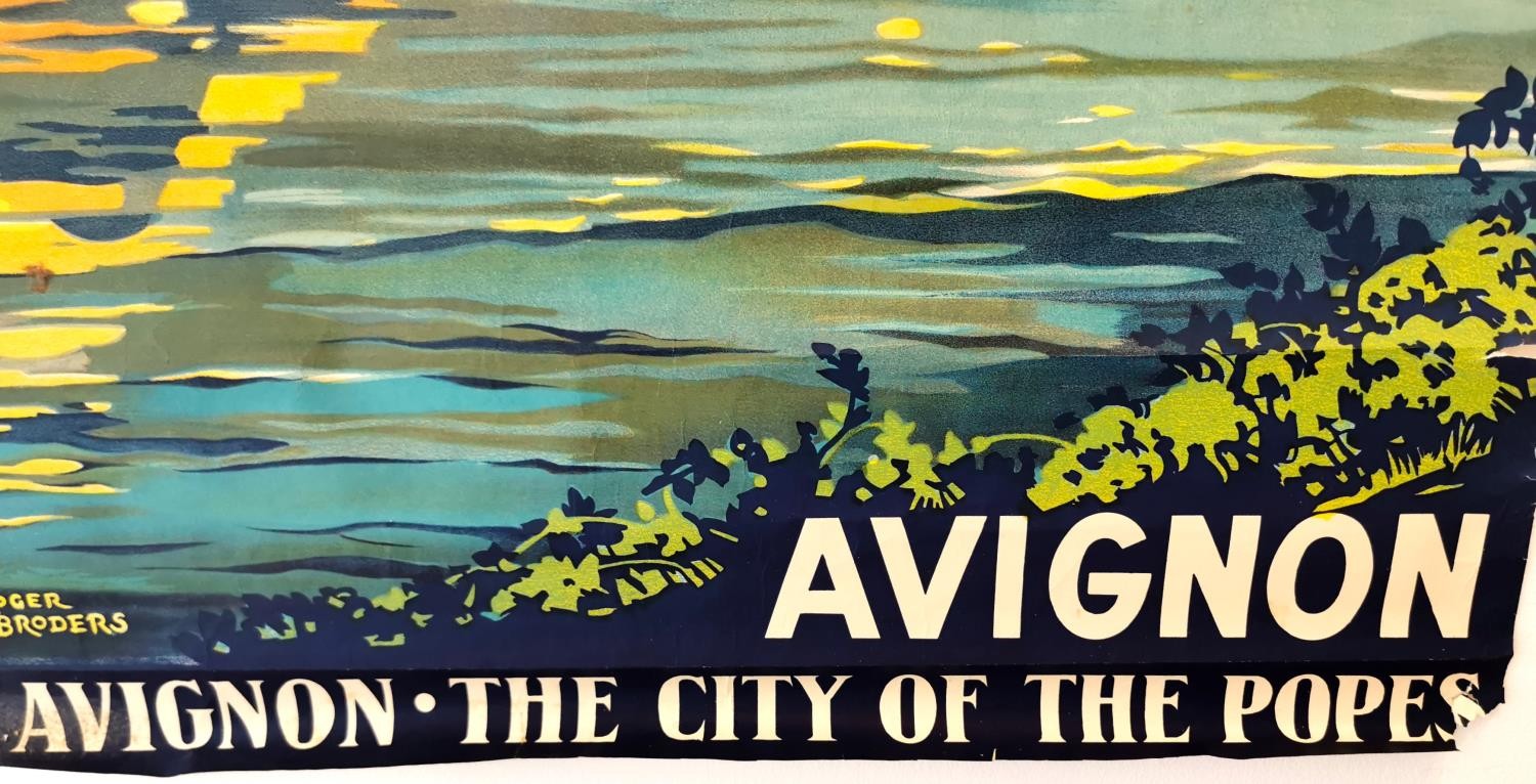 Roger Broders (1883-1953) Avignon, The City of Popes lithographic poster, 1921. H.90 W.60cm - Image 9 of 10