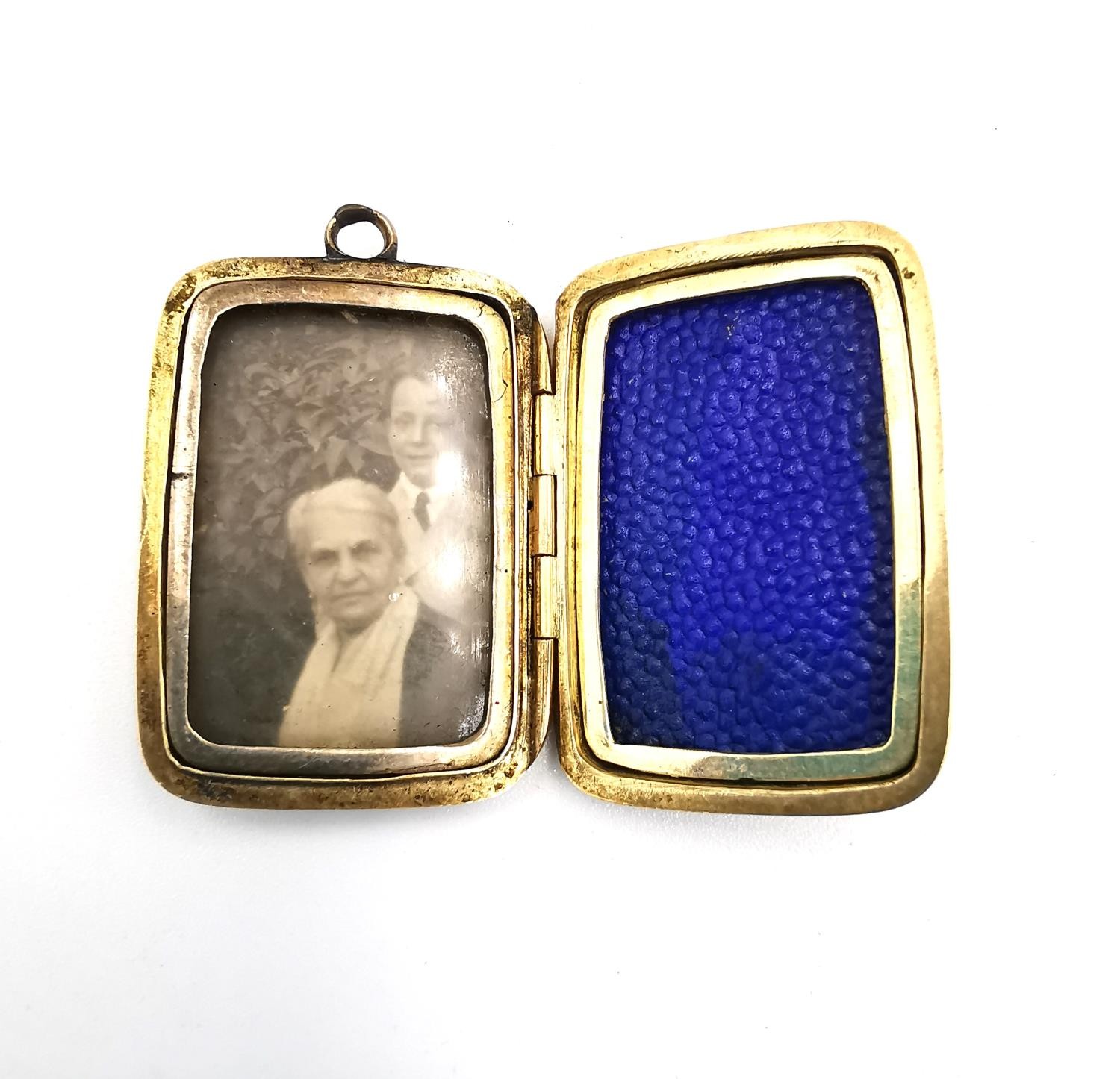 An early 20th century Austrian yellow metal (tests as 18 carat gold) rectangular locket with - Image 2 of 8
