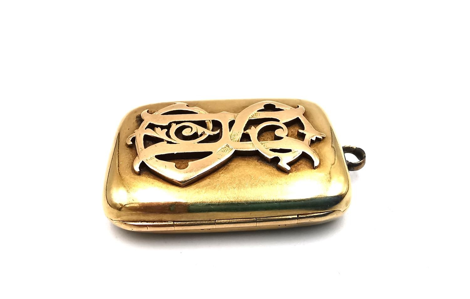 An early 20th century Austrian yellow metal (tests as 18 carat gold) rectangular locket with - Image 5 of 8