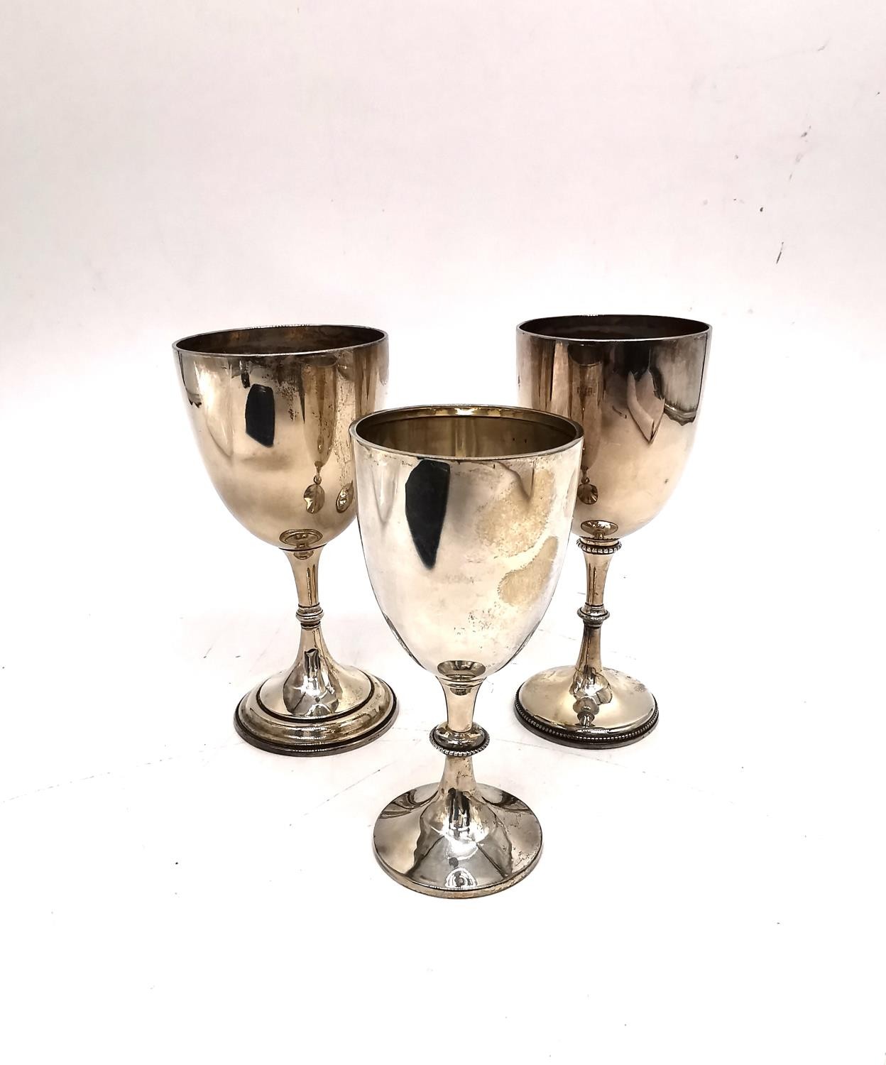 Three Victorian silver goblets, one by Alexander Clark & Co Ltd and one by Elkington & Co. Tallest - Image 2 of 9
