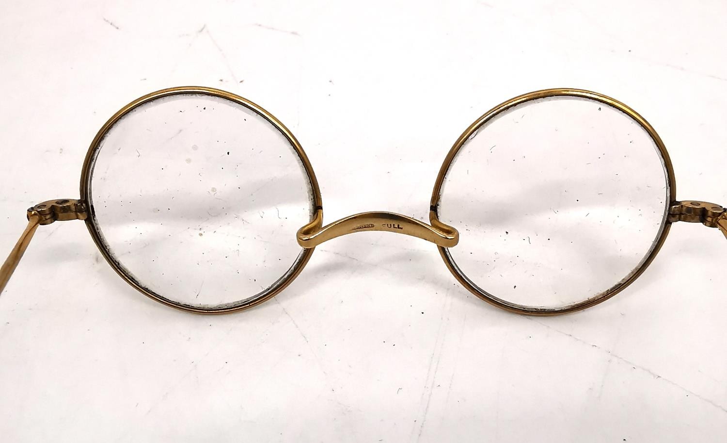 A pair of early 20th century leather cased 10ct gold plated spectacles along with a white glass - Image 5 of 9