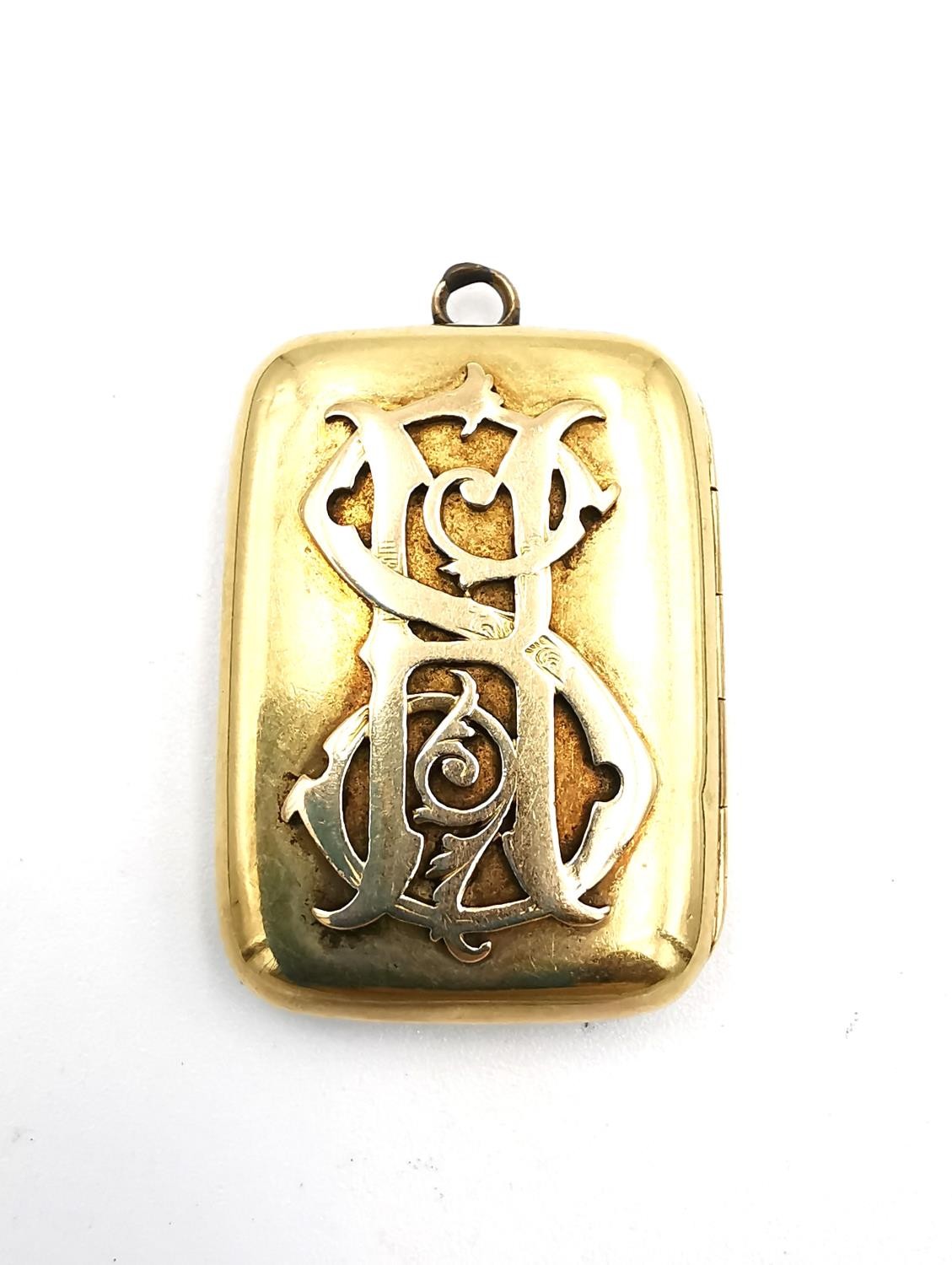 An early 20th century Austrian yellow metal (tests as 18 carat gold) rectangular locket with - Image 3 of 8