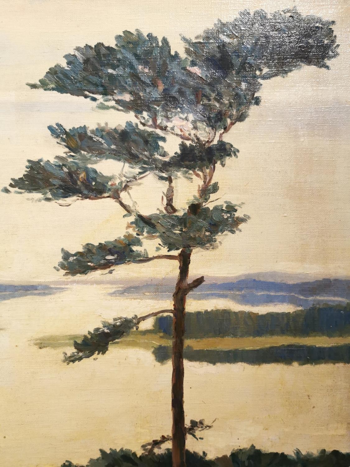 Olaf Nylund, oil on canvas, Lake Inari, Finland, signed and label verso. H.57 W.70cm. - Image 3 of 6