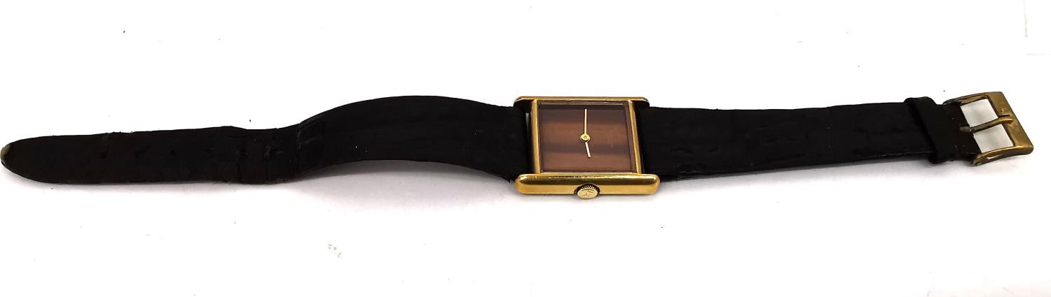 A boxed vintage 18ct yellow gold plated automatic Favre Leuba gentleman's watch with square face. - Image 3 of 8