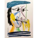 After Pablo Picasso (1881-1973), chromolithograph, "Le gout du bonheur: 20.5.64. III: Man in cap