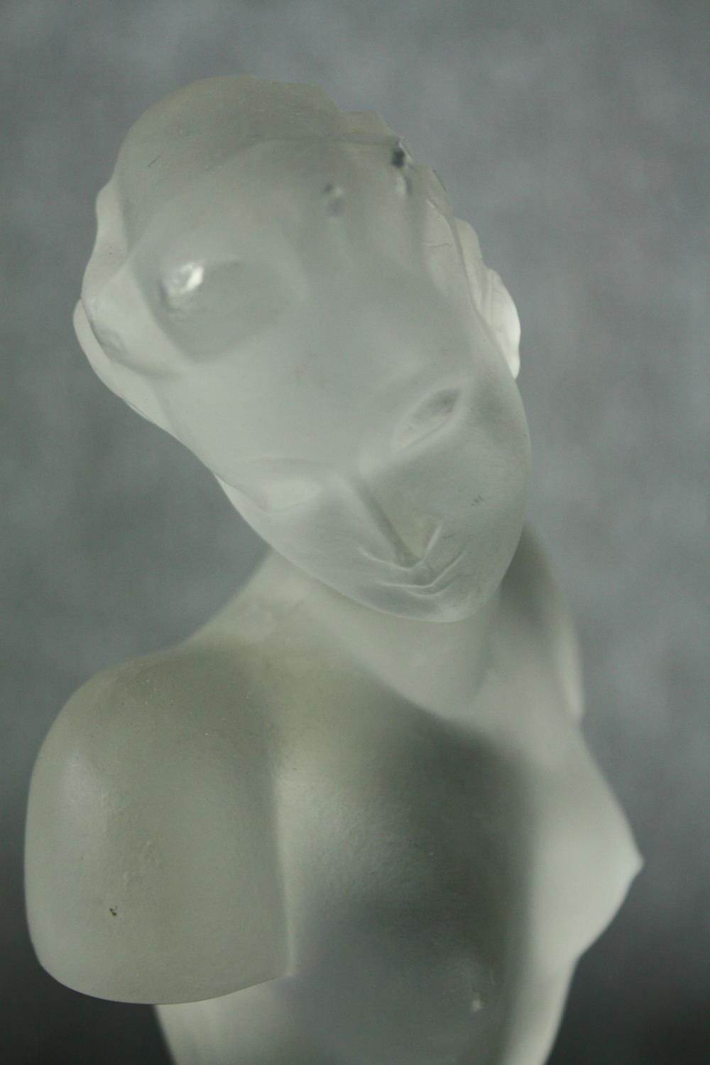 A Schlevogt Czech Art Deco frosted glass figure of a nude female torso by Eleon Von Rommel. H.29cm. - Image 4 of 6