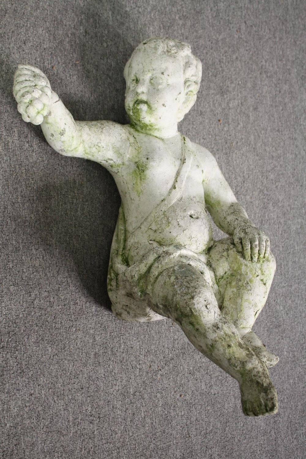 A pair of painted concrete garden cherubs. H.78cm. (Each). - Image 6 of 7