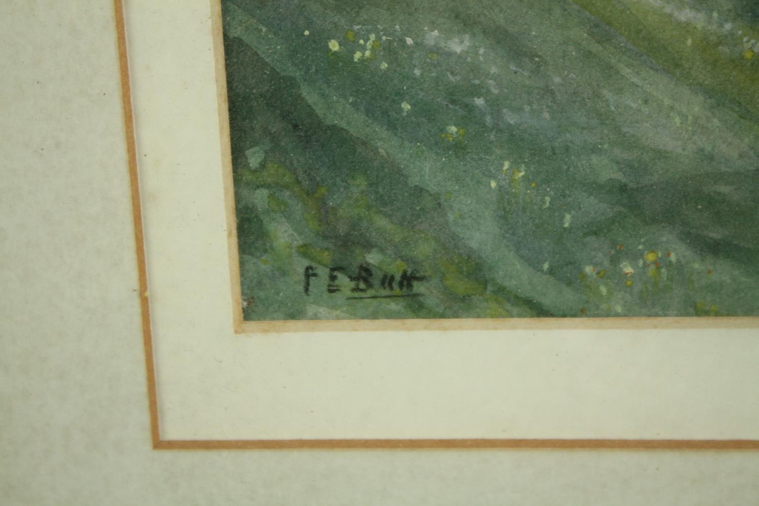 F.E. Butt. A mid twentieth century watercolour of the Dauphiné Alps. Signed lower left. Framed and - Image 3 of 4