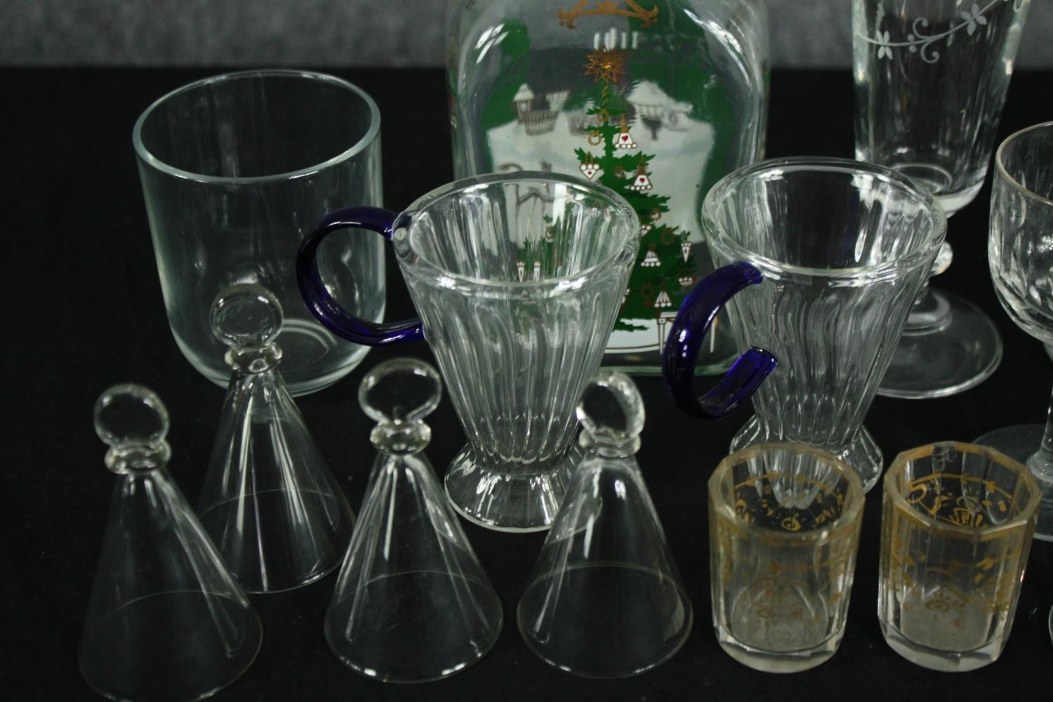 A collection of mixed 19th and 20th century glasses and bottles, including a pair of gilded cut - Image 2 of 4