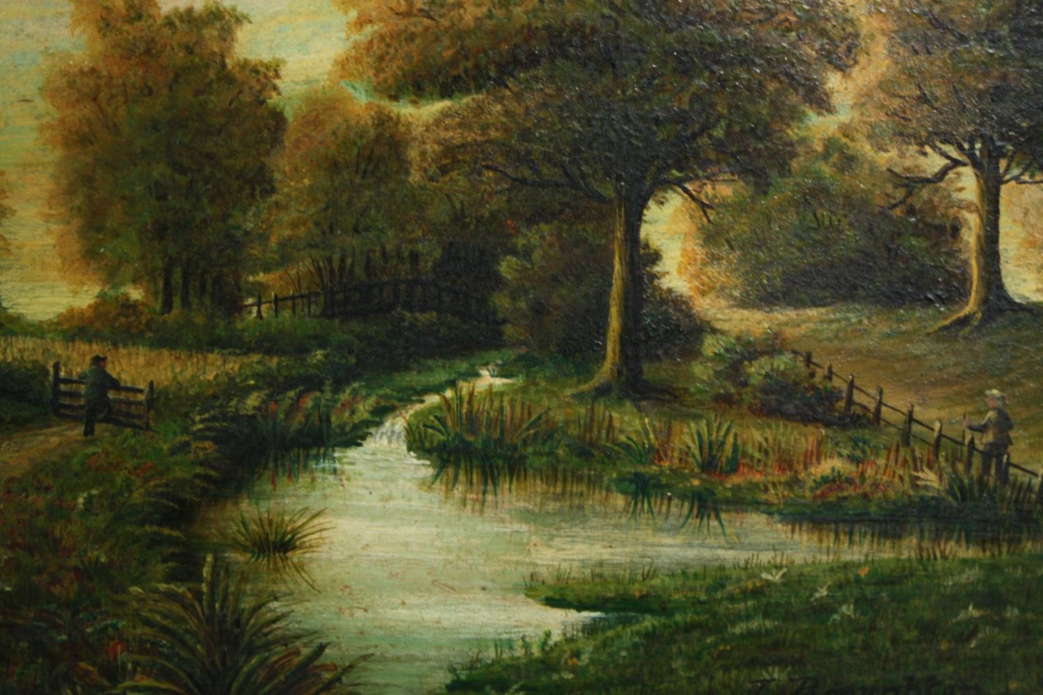 Oils on panel, a pair, figures on a path by a river, signed and dated J Broughton 1903. H.23 W.28cm. - Image 4 of 6