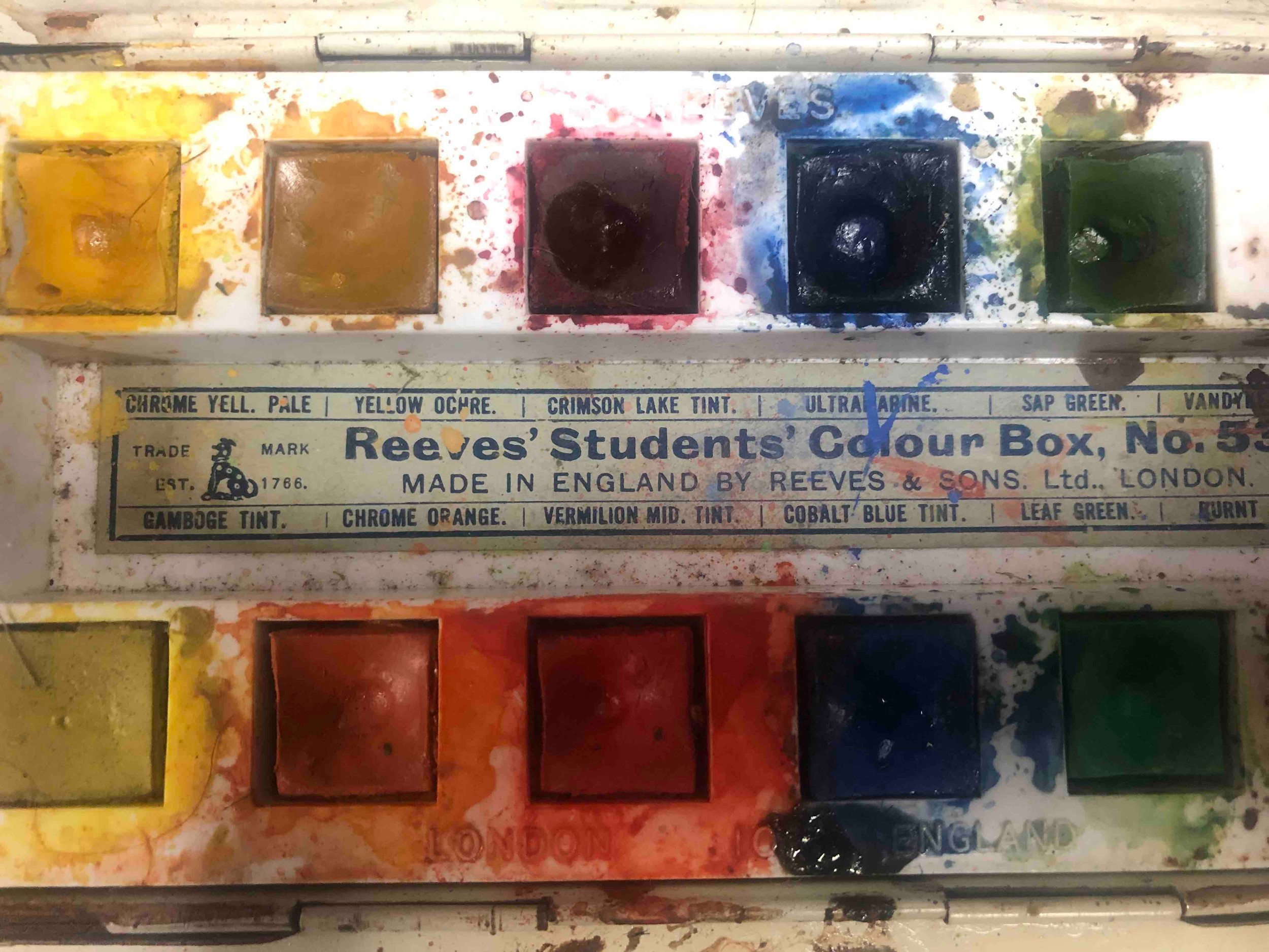 Three early 20th century metal travelling watercolour sets, one Reeves Student colour box No.53. H. - Image 5 of 5