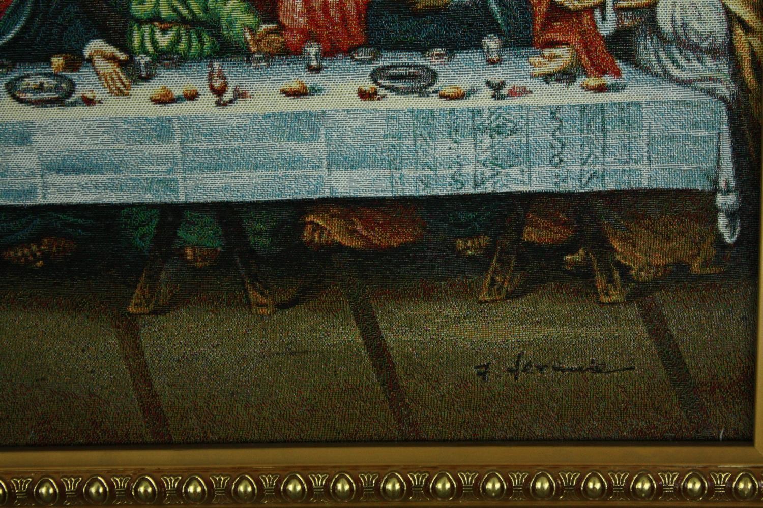 Tapestry, The Last Supper, framed, unglazed along with a vintage moulded 3D example. H.48 W.65cm. - Image 5 of 10