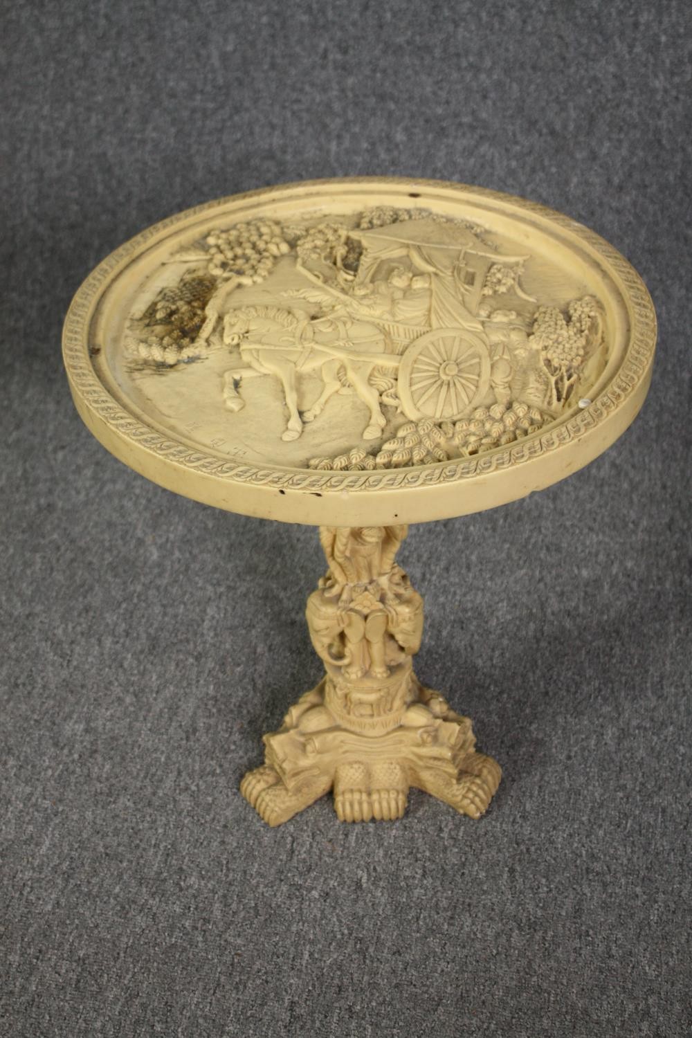 Occasional table, Eastern influenced moulded, in two parts. H.51 Dia.45cm. (Some damage as seen). - Image 2 of 6