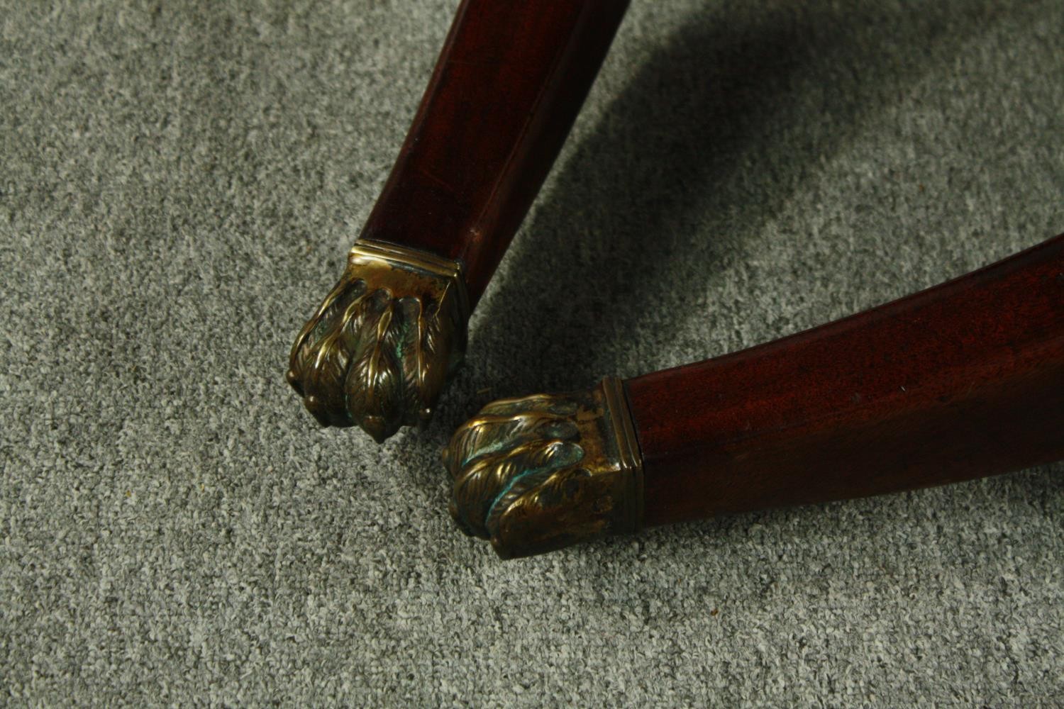 Dining table, Georgian style mahogany twin pillar with two extra leaves. H.74 W.245(ext) D.109cm. ( - Image 9 of 9