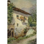 Watercolour. A rural cottage study. Unsigned and undated but probably early to mid twentieth