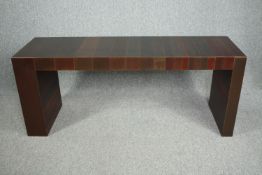 Console table, contemporary Laurameroni with copper panelling. H.70 W.171 D.50cm.