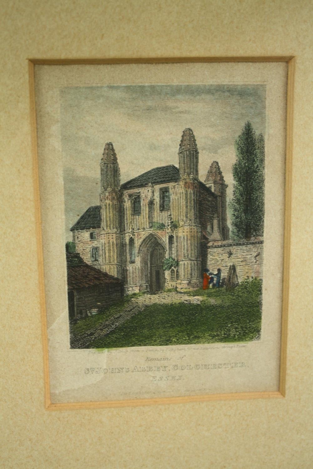 Two hand coloured nineteenth century engravings. St John's Abbey, Colchester and the Spaniards - Image 2 of 4