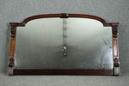 Overmantel mirror, Victorian mahogany. (From a mirror backed sideboard). H.99 W.175cm.