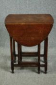 Occasional table, mid century oak with drop flap action. H.73 W.90 D.61cm.