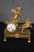 Mantel clock, early 19th century French Empire, gilt bronze with winged cherub and chariot surmount.