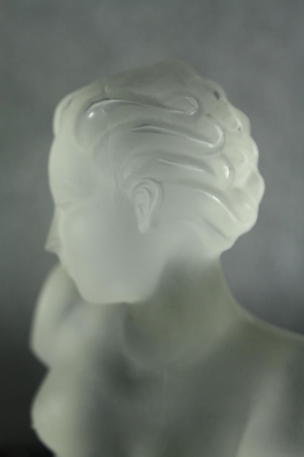 A Schlevogt Czech Art Deco frosted glass figure of a nude female torso by Eleon Von Rommel. H.29cm. - Image 5 of 6