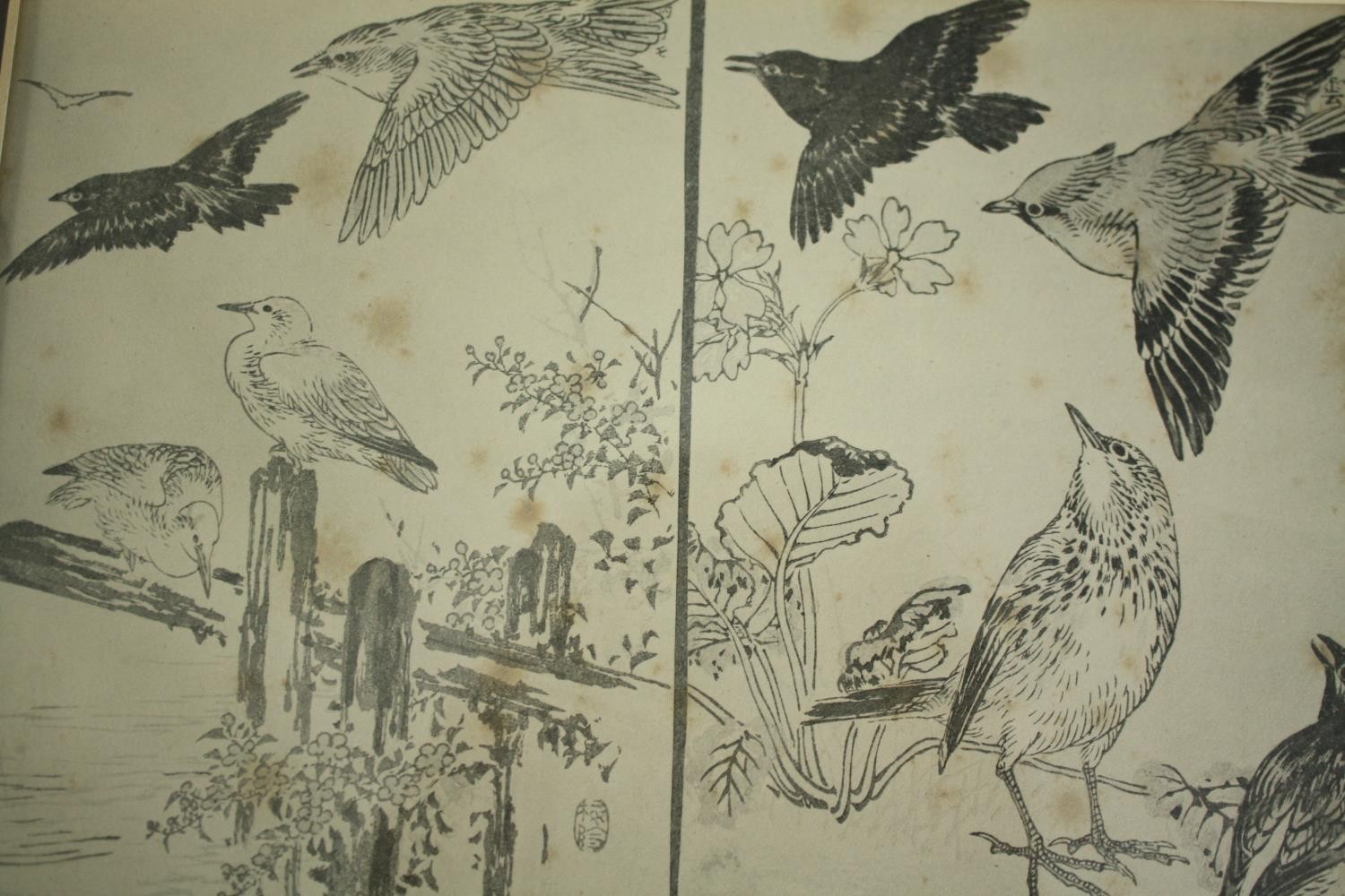 Four lithographs of Japanese woodblock prints. Signed in the plate with the artist's seal. Framed - Image 3 of 6
