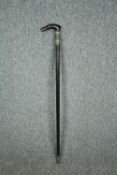 Sword stick, Indian ebony and bone inlaid. L.90cm.
